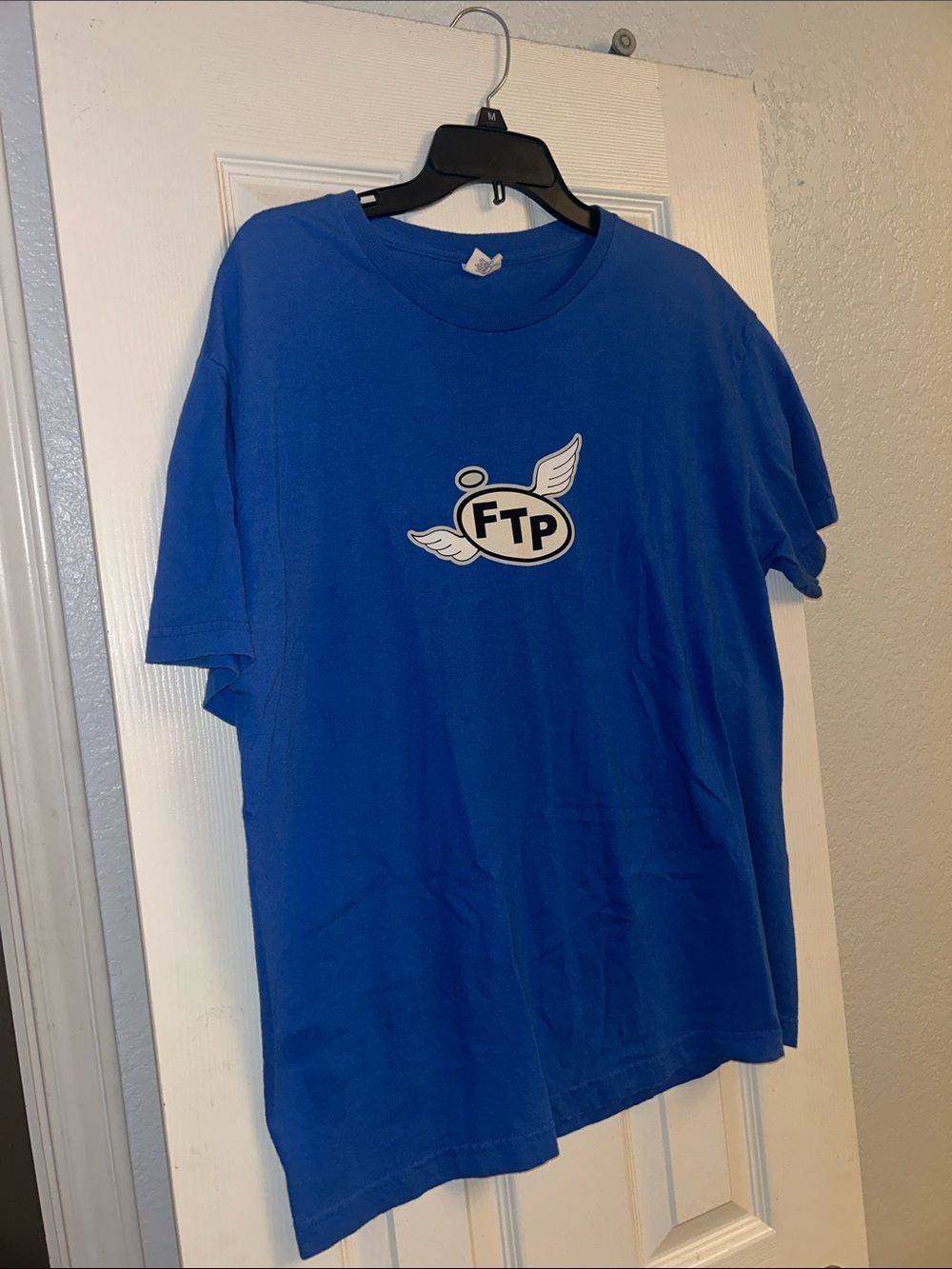 FTP Blue Short-Sleeve Crewneck Tee with Winged Logo